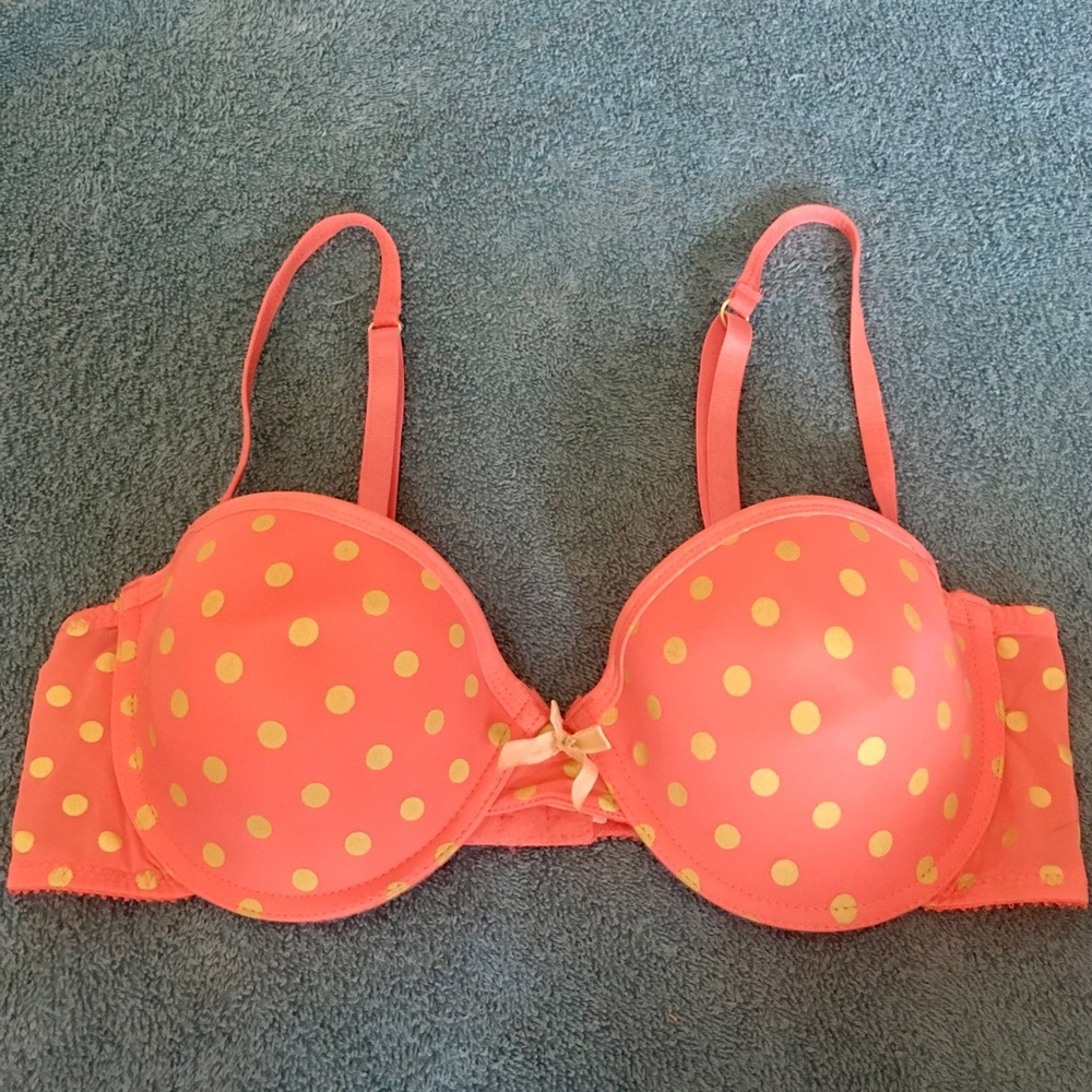 Orange & Yellow Polka-Dot Bra, 34B